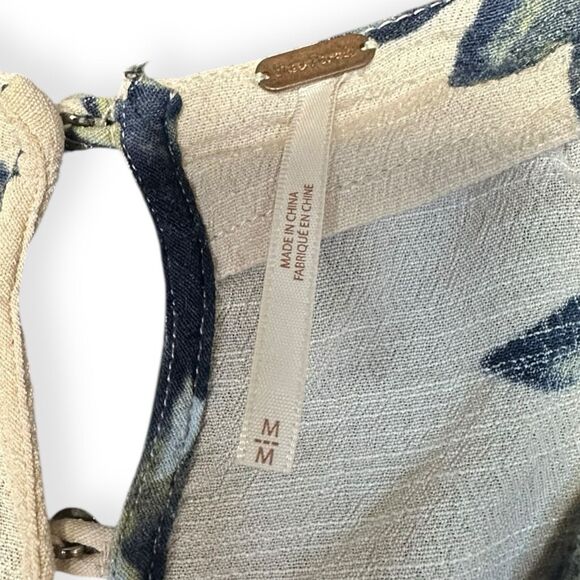 FREE PEOPLE Women’s Antique Combo Navy Cream Floral Long Sleeve Wrap Romper Size - Picture 5 of 7